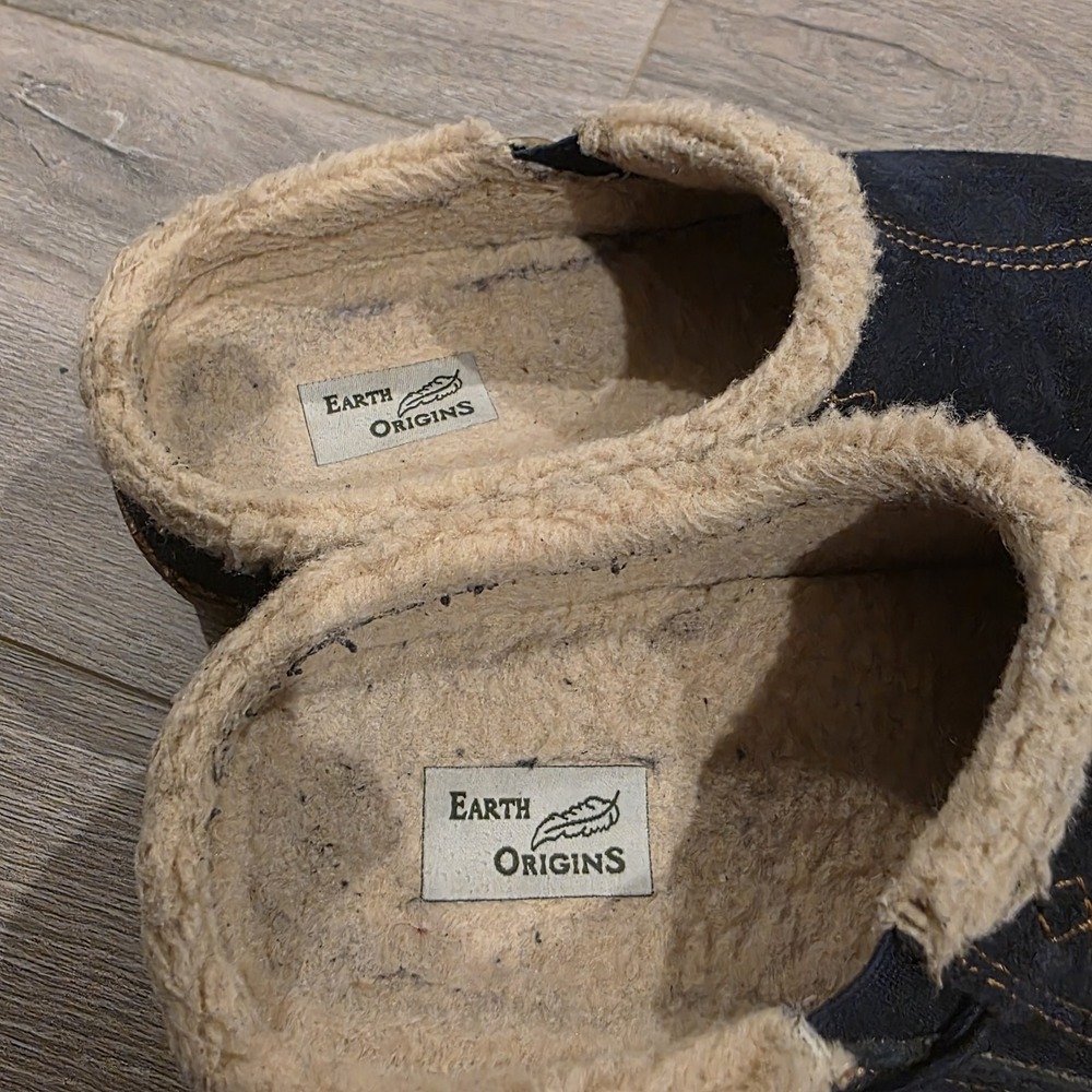 Earth Origins Johanna Women's Size 6.5 M Black Suede Clogs Faux Fur Slip On Shoe - Picture 3 of 8